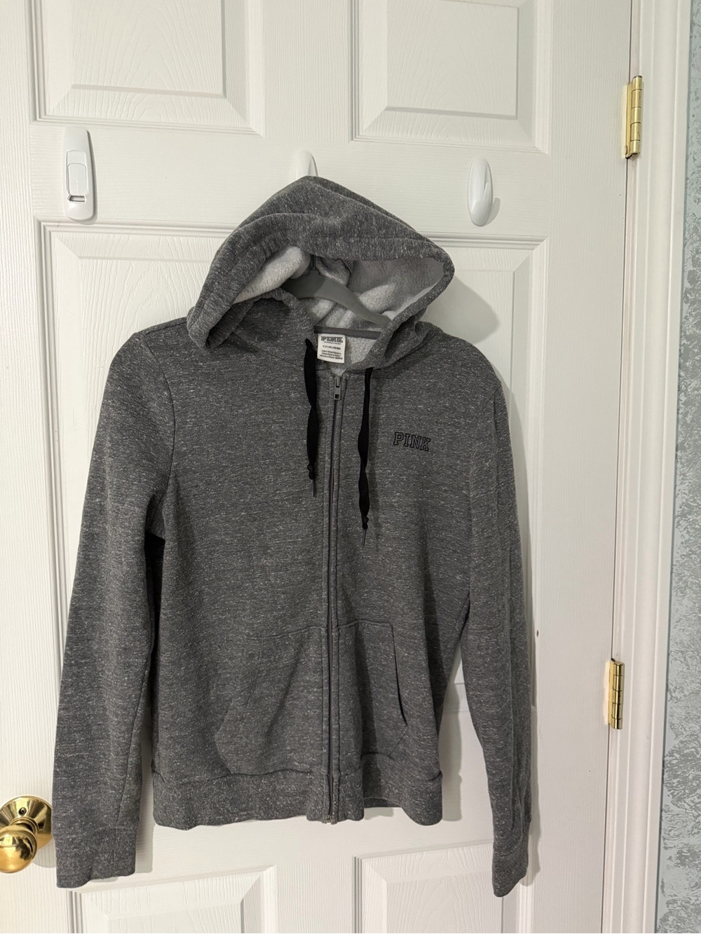 PINK Victoria's Secret Charcoal Gray Full-Zip Hooded Sweatshirt